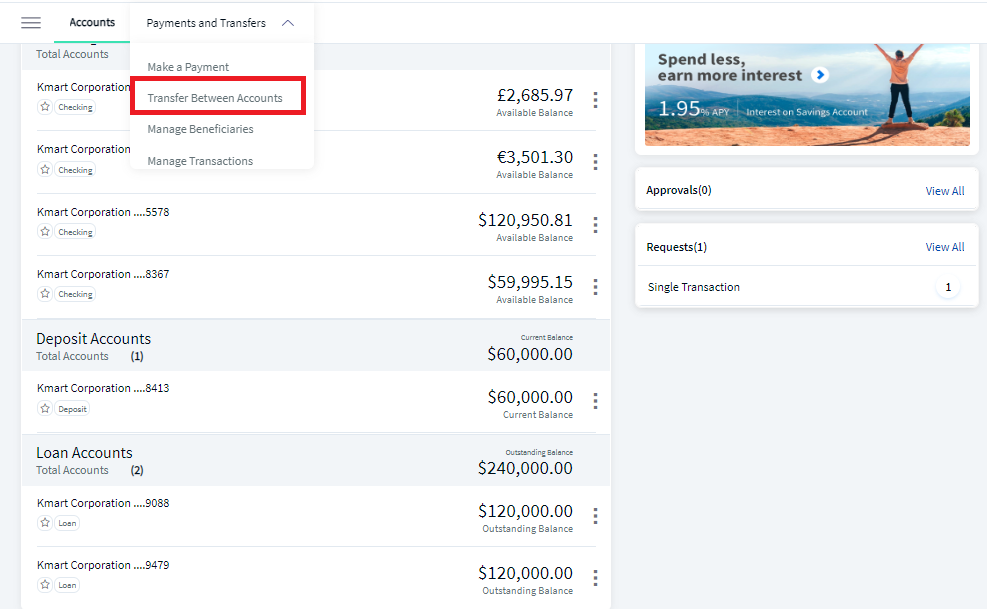 Transfer between Accounts